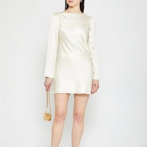 Cream Long Sleeve Backless Mini Dress